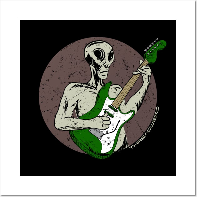 Grey Alien Electric Guitar Wall Art by ThreadWeird Apparel Company